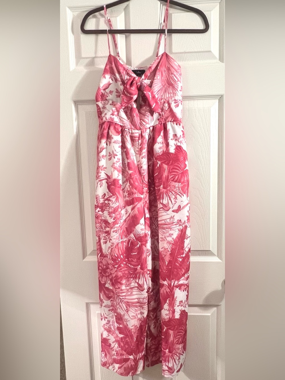 Lulus Pink Floral Strap Spaghetti Strap Jumpsuit